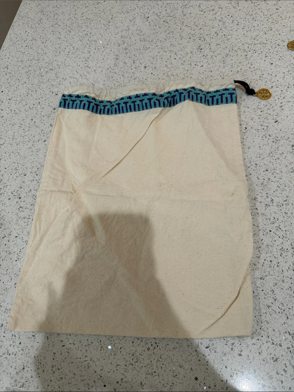 Tory Burch Drawstring Pouch with Blue Trim @@@
